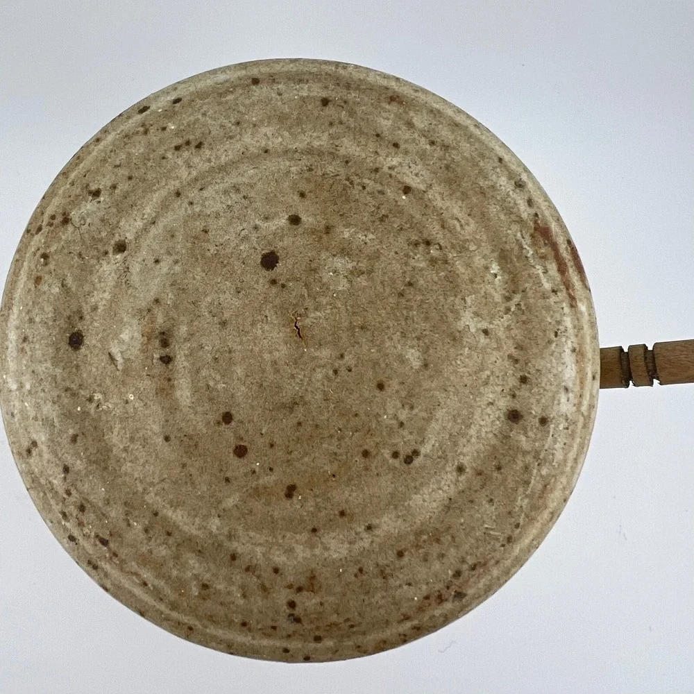 Golden Pottery Honey Jar Crock Lid Wood Dipper Heavy Stoneware Vintage